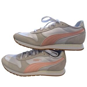 Puma Retro Runner Sneakers White Pink Suede Nylon Women's Size 9